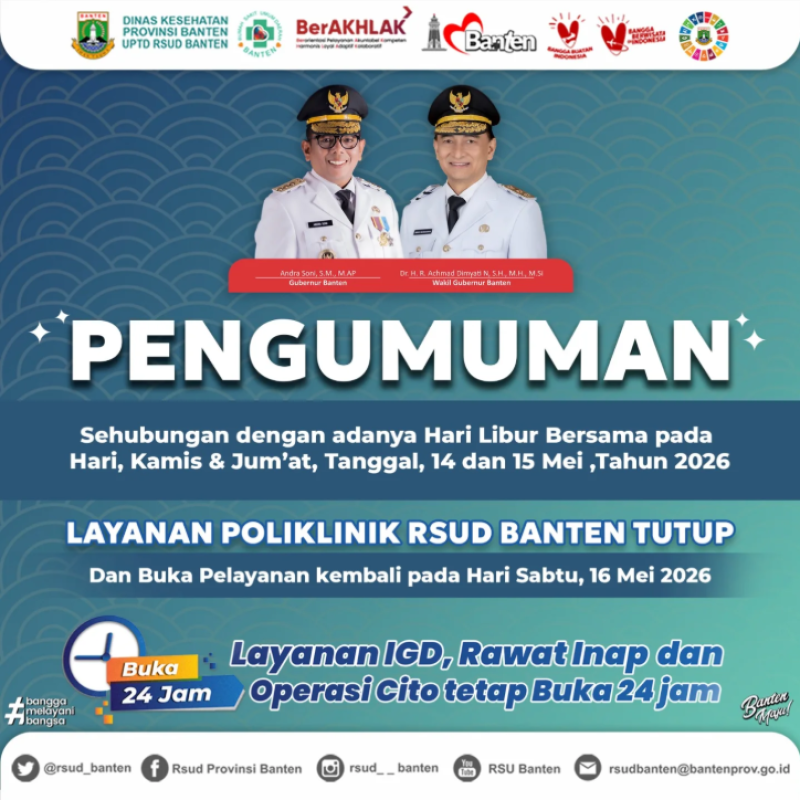 [PENGUMUMAN LAYANAN POLIKLINIK RSUD BANTEN PADA HARI LIBUR BERSAMA]